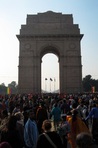 people gathered in an Indian square