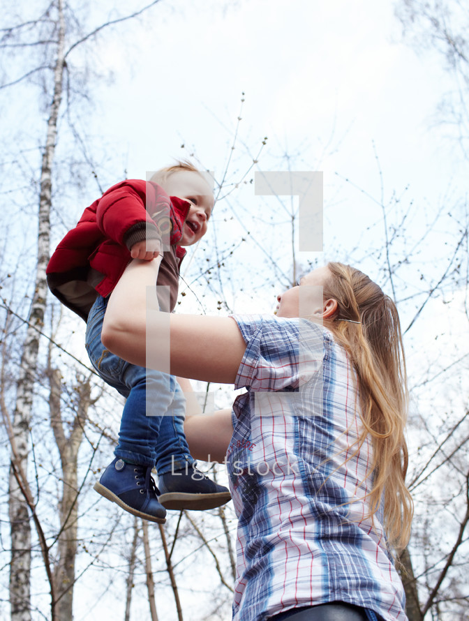 Mother, son, and sky