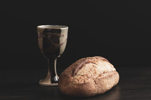 chalice and bread loaf for communion 