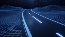 Highway road with digital space background, 3d rendering.
