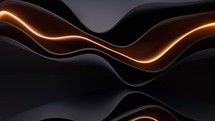 Dark curve geometry and glowing lines, 3d rendering.