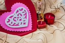 heart shaped votive candles and valentine 