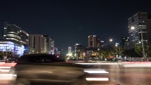 Timelapse of traffic in night Seoul