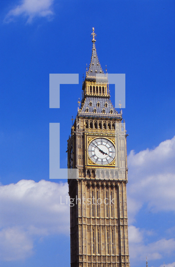 Big Ben Clock Tower. Ten minutes to four