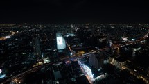 Timelapse of night Bangkok, panorama of illuminated city