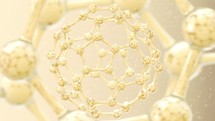 Molecule structure with golden background, 3d rendering.
