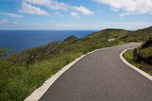 road along a shoreline in Hawaii 