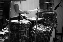 man playing a drum set 