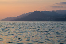 mountainous islands at sunset 