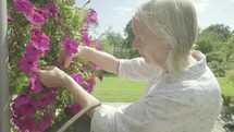 Senior caucasian woman gardening themes of retirement seniors gardening hobbies