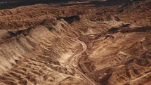 Car driving in Death Valley, aerial view