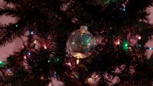 Christmas ornament and bokeh Christmas lights 