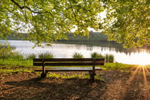 park bench with a lake view 
