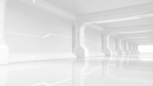 White empty tunnel, futuristic room, 3d rendering.
