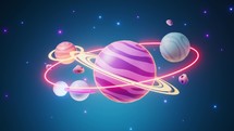 Cartoon style planet in the outer space, 3d rendering.
