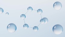 Molecule and water drop, 3d rendering.
