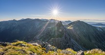 Golden Sunset in Alps Mountains nature in summer Evening Time lapse day to night
