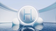 Hydrogen energy with water surface, 3d rendering.
