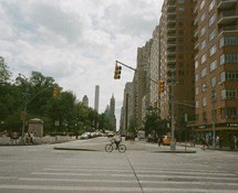 man riding a bicycle in NYC 