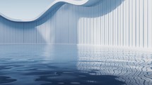 Water surface with white building background, 3d rendering.