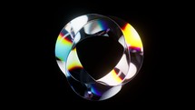 Loop rotation of colorful curve glass with dispersion, 3d rendering.
