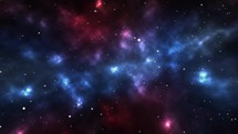 The Space travel over nebula galaxy stars in deep universe background 4K animation
