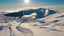 Beauty of winter mountains nature background
