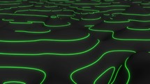 Cyber landscape green curve glow lines big data analyzes