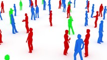 People color Silhouette crowd man and woman stand on white surface