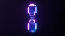 Loop animation of DNA and capsule with dark neon light effect, 3d rendering.
