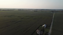 aerial view over corn field in Indiana 
