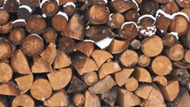 Pile of firewood prepared for winter heat season
