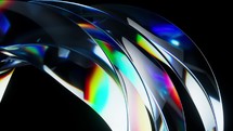 Colorful curve glass with dispersion, 3d rendering.
