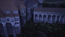 aerial view of an old castle in the morning