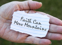 faith can move mountains note in the palm of a hand 