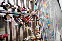 love locks on a fence 