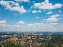 aerail view over a European town 