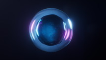 Cell sphere with dark neon light effect, 3d rendering.