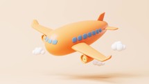 Loop animation of airplane with cartoon style, 3d rendering.
