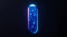 Medical capsule with dark neon light effect, 3d rendering.
