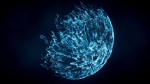 Wave particles with the shape of sphere, 3d rendering.
