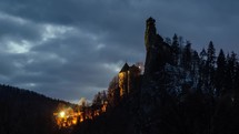 Dramatic sky over dracula´s castle Time lapse
