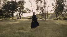 Woman running free