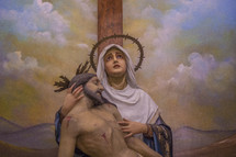 Pieta, Mary and crucified Jesus 