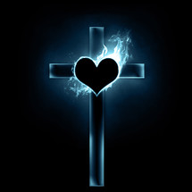 glowing heart and cross 