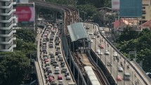 Time lapse shot of multi-level traffic road