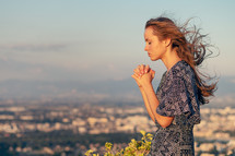 praying young woman 