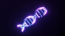 Loop animation of DNA with dark neon light effect, 3d rendering.