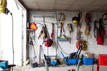 tools on a shed wall