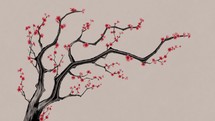 Plum blossom with Chinese ink painting style, 3d rendering.
